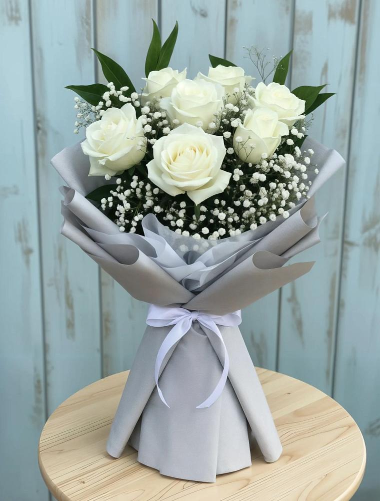 Букет из белых роз в Абинске Букет цветов из: Розы в Абинске