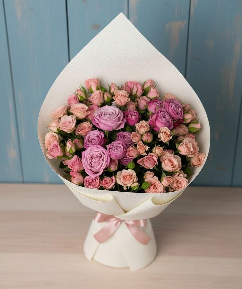 Букет Нежная розовость в Абинске Букет цветов из: Розы в Абинске